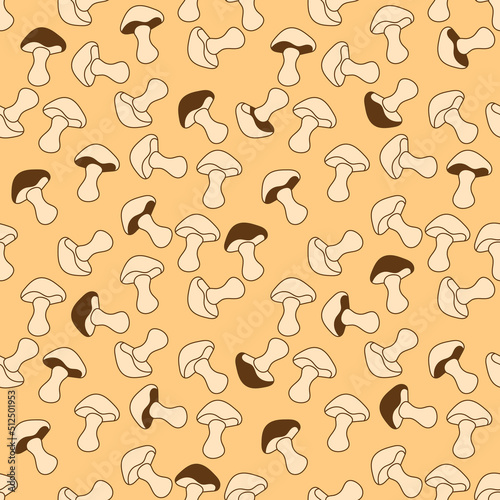 Mushrooms seamless pattern. Vector background.
