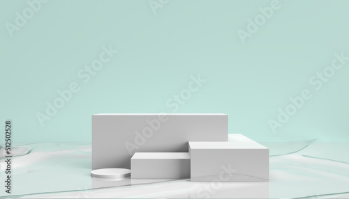 mock up of pedestal podium display stage for product cosmetic © SUrasak