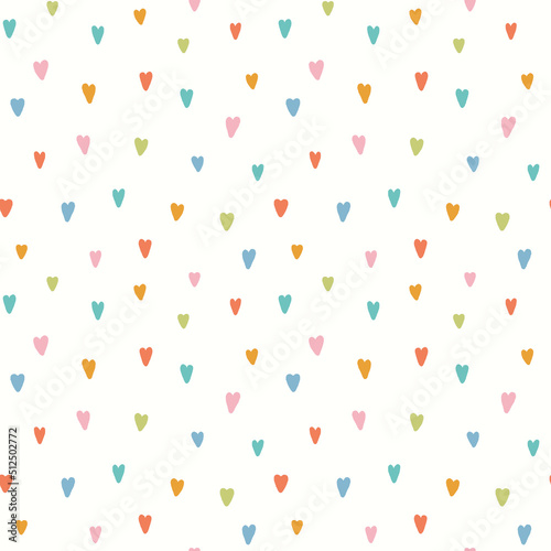 Heart pattern background. Cute vector seamless repeat pattern design of textured hand drawn love hearts. 
