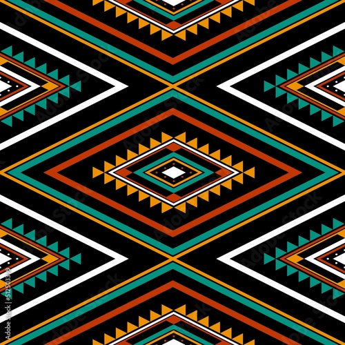 Geometric ethnic oriental seamless pattern traditional Design for background,carpet,wallpaper.clothing,wrapping,Batik fabric,Vector illustration.embroidery style, Sadu.