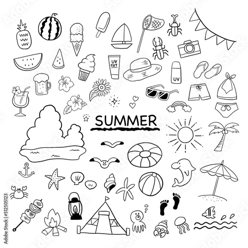 手描き　夏のイラストセット