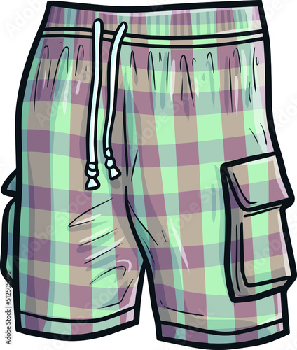 Classic purple green boxer shorts cartoon illustration