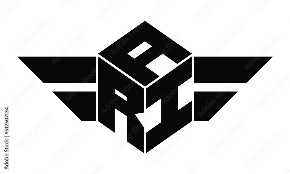ARI three letter gaming logo in polygon cube shape logo design vector ...