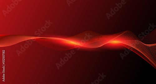 Abstract wave lines motion dark red background presentation template