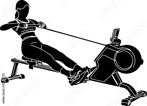 Woman gym machine vectors, silhouette of young woman doing exercise of fitness machine
