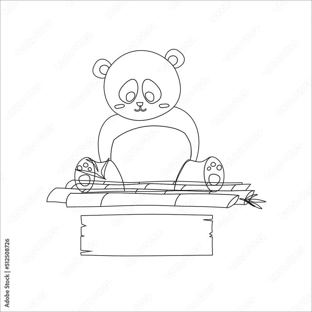 Coloring page of panda bear. coloring book for kids and children