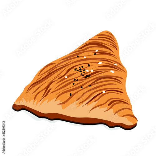 Tasty samsa on white background