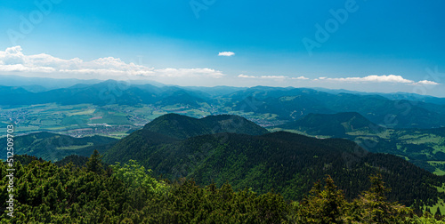 View from Velky Choc hill in Chocske vrchy mountains in Slovakia