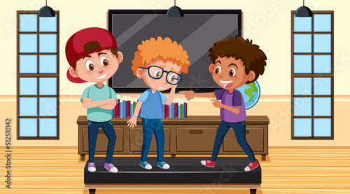 Stop bullying concept with cartoon character