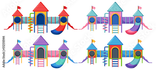 A children playground slide set on white background