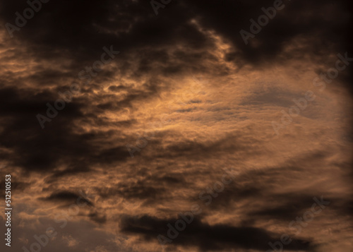 Fototapeta Naklejka Na Ścianę i Meble -  Dramatic stormy dark cloudy sky over the city, no sun in the image
