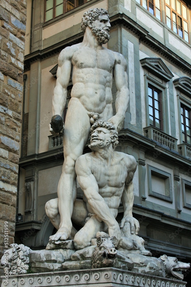 Statue Of Hercules And Cacus in Florence in the Loggia dei Lanzi. Piazza Signoria - Florence