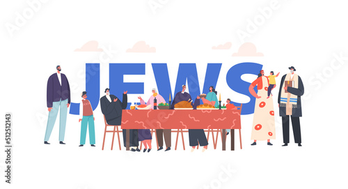 Jews Concept. Happy Israel Family Having Dinner at Home, Jewish Parents, Grandparents and Child Sit at Table with Meals