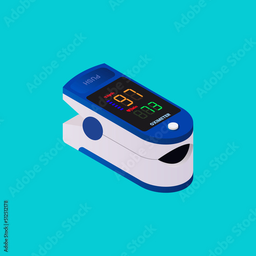 Fingertip pulse oximeter isometric view photo