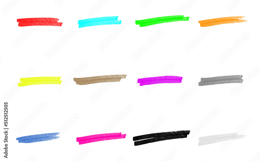 Handgemalte Stift Markierungen in bunten Farben: 12 Layout Elemente Handgemalte Stift Markierungen in bunten Farben: 12 Layout Elemente