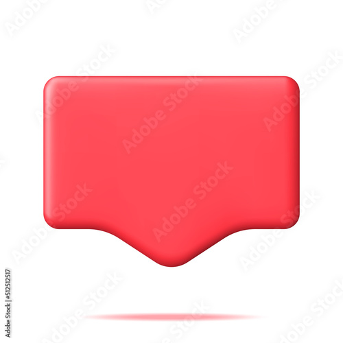 3D Red Blank Speech Bubble Isolated on White