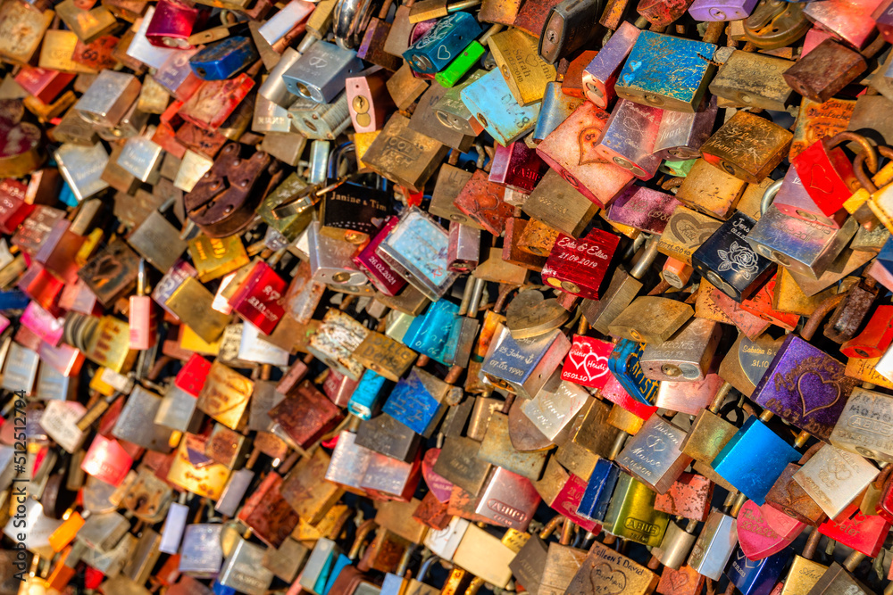 Love locks on Hohenzollern Bridge in Cologne