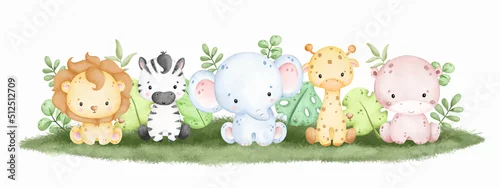 Obraz Akwarela młode zwierzęta safari