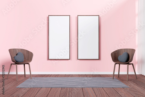 Fototapeta Naklejka Na Ścianę i Meble -  3d rendered picture frame mockup in a living room.