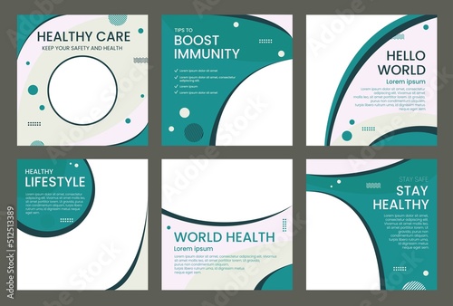 Set of Square Healthy Advertising Banner. Editable Abstract Minimalist Template Design. Suit for Social Media Post And Web Ads