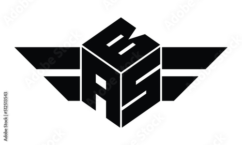 BAS three letter gaming logo in polygon cube shape logo design vector template. wordmark logo | emblem logo | monogram logo | initial letter logo | sports logo | minimalist logo | typography logo |