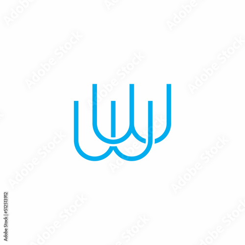 Fototapeta Naklejka Na Ścianę i Meble -  letter ww linked blue line thin design logo vector