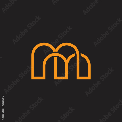 letter mm linked thin line infinity design logo vector