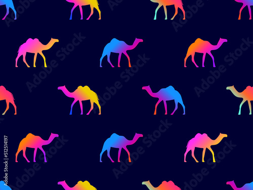 Gradient camels seamless pattern. Silhouette of camels on a black background. Design for posters  banners and promotional items. Vector illustration