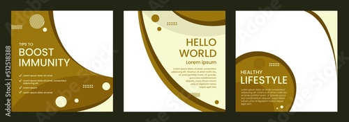 Set of Healthy Advertising Banner Template. Editable Square Abstract Minimalist Design in Brown Color. Suit for Social Media Post And Web Ads