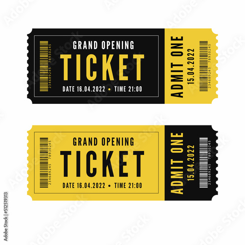Gold simple tickets for events, theater, cinema