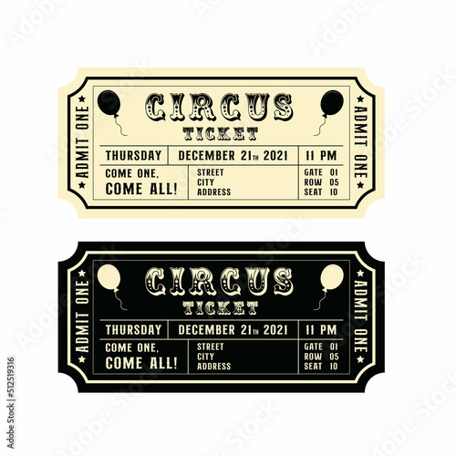 Circus, event, cinema, theater retro vintage tickets 