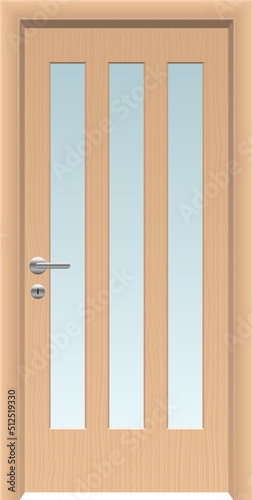 Realistic wooden door clipart design illustration