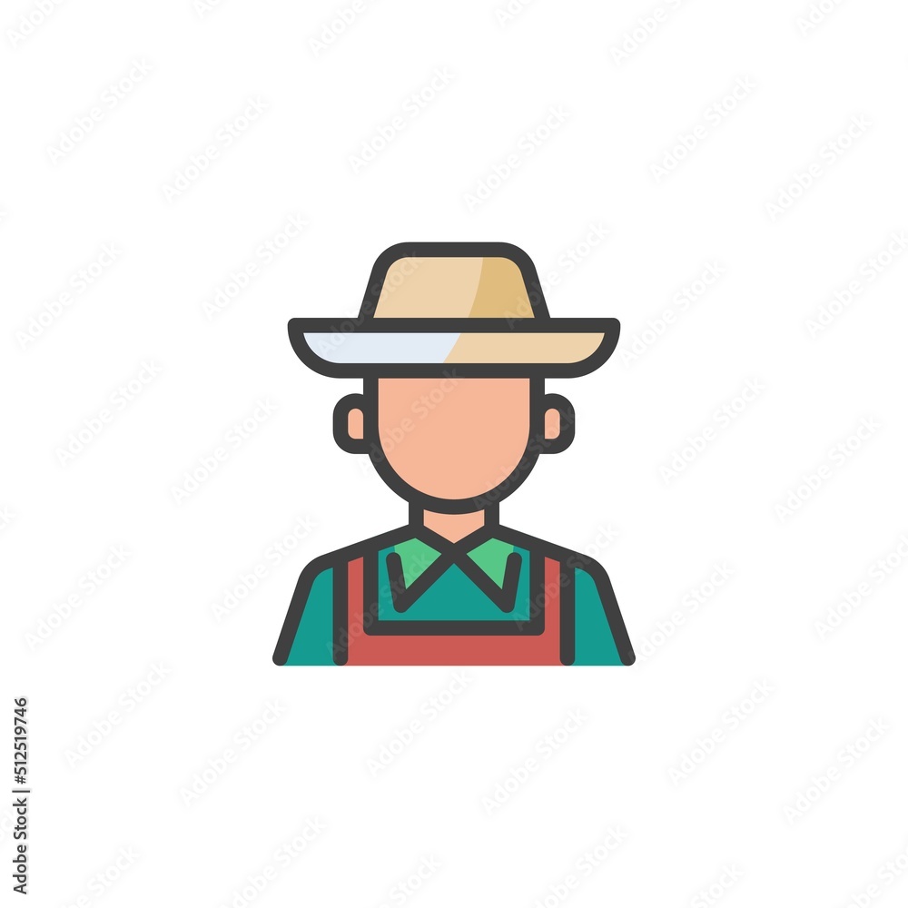 Farmer, gardener filled outline icon Farmer, gardener filled outline icon