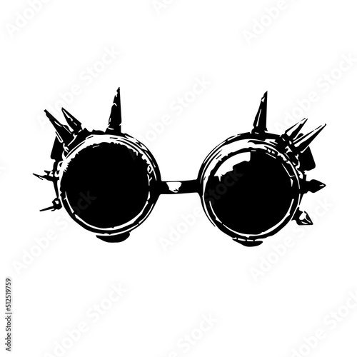 Steampunk glasses isolated on white backgrounds. Hand drawn illustration of sunglasses.