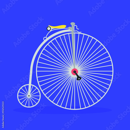 Two wheeled penny farthing in illustration