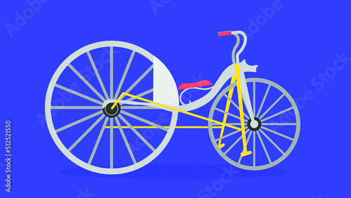 Two wheeled retro bike on illustration