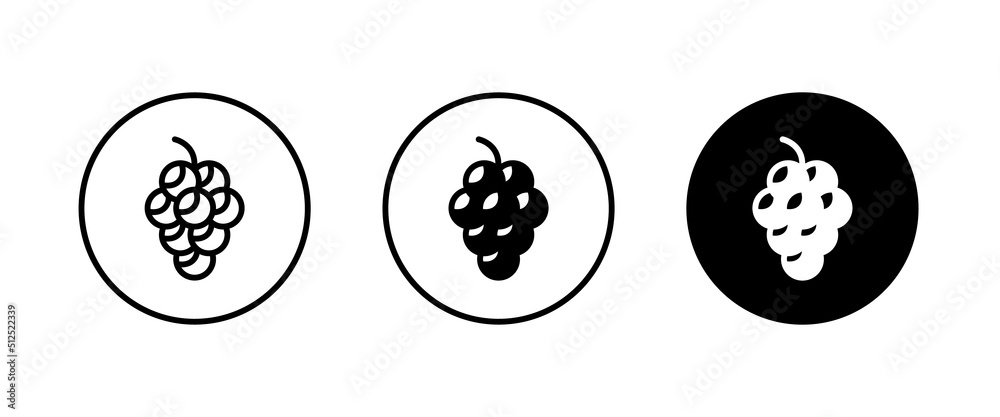 Grape Icon Food Fruits, bunches of grapes icons editable stroke, flat design style isolated on white Grape Icon Food Fruits, bunches of grapes icons editable stroke, flat design style isolated on white