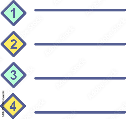Unique Numbered list Vector Icon