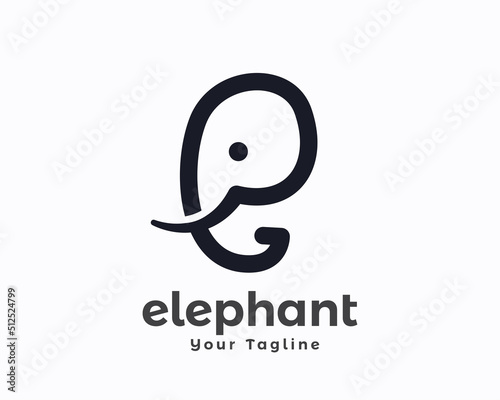 simple initial logo e line art elephant head logo icon symbol template illustration inspiration
