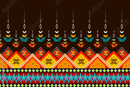 Geometric ethnic oriental ikat pattern traditional Design for background,carpet,wallpaper,clothing,wrapping,Batik,fabric,Vector illustration.embroidery style. photo