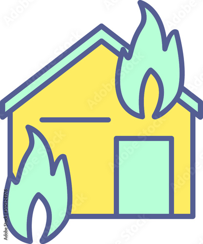 Unique Fire Consuming House Vector Icon