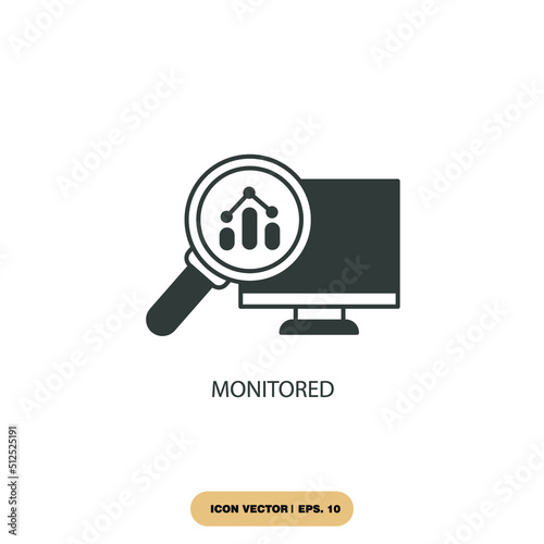 monitored icons  symbol vector elements for infographic web