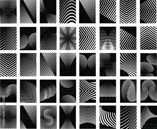 Abstract vector geometric background. Set of minimal black and white backgrounds. © IVVI