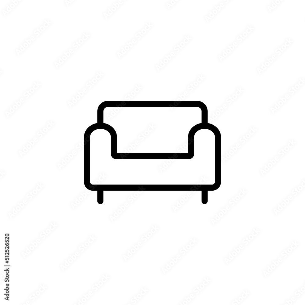 Sofa Icon Vector Isolated on White Artboard
