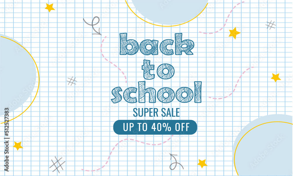 Back to school banner sale. Vector illustration
