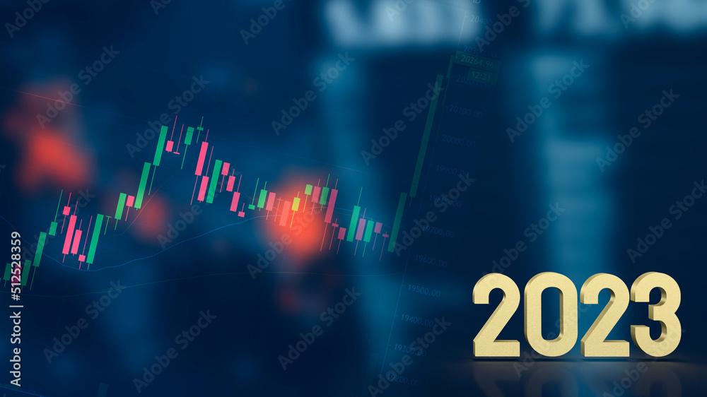 Fototapeta premium The gold number 2023 on business background 3d rendering