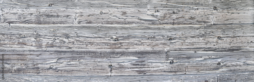 Naklejka premium Wooden wall surface panorama, old wood texture with natural patterns