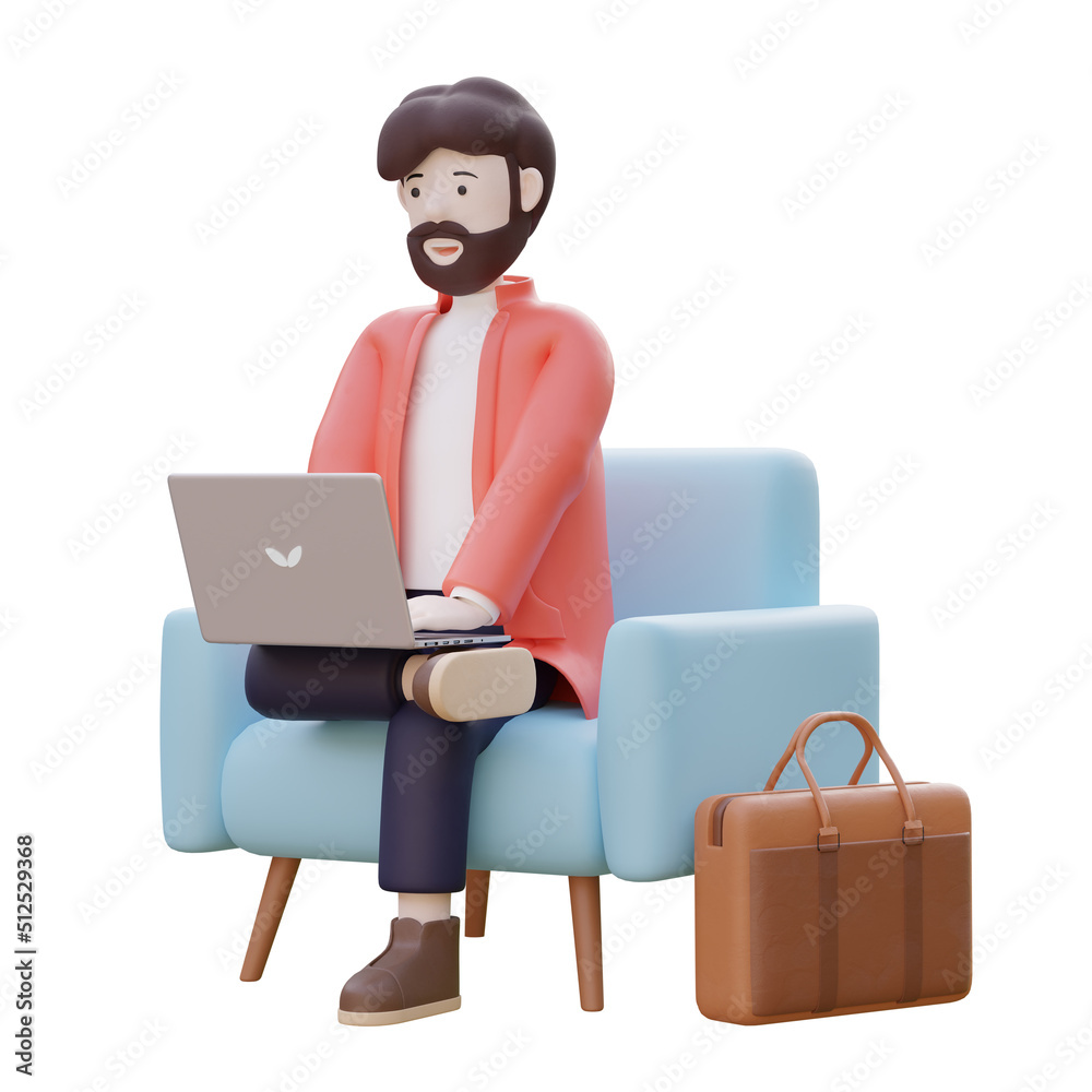 3D illustration of business man searching the internet. businessman working in office , isolated on white background. Workplace concept. 3D illustration of business man searching the internet. businessman working in office , isolated on white background. Workplace concept.