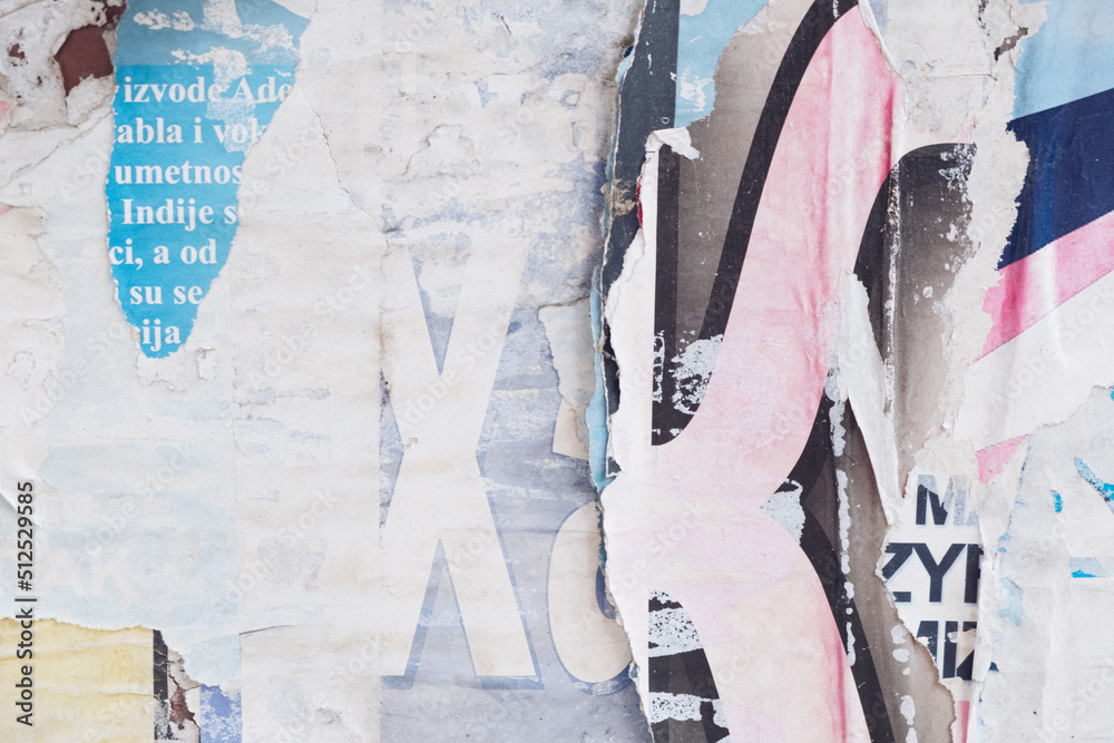 Fototapeta premium Torn and ripped street poster abstract background
