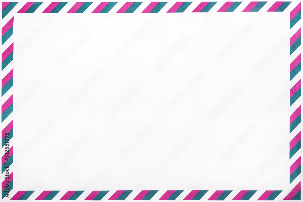 Old post striped envelope, background with copy space and frame. White mail letter with stripped vintage pattern Old post striped envelope, background with copy space and frame. White mail letter with stripped vintage pattern